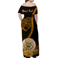 Custom Valentine Federated States of Micronesia Matching Hawaiian Shirt and Dress Heart Love Tropical Flowers Gold LT14 - Polynesian Pride