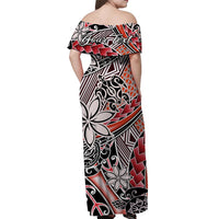 (Custom Personalised) Hawaii Off Shoulder Long Dress Tribal Plumeria With Polynesian Turtle Ver.03 LT14 - Polynesian Pride