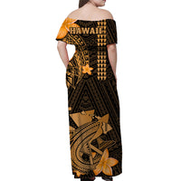 (Custom Personalised) Hawaii Off Shoulder Long Dress Kakau Kanaka Maoli Combine Polynesian Shark Ver.01 LT14 - Polynesian Pride