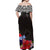 (Custom Personalised) Guam Chamorro Off Shoulder Long Dress Guaman Latte Stone Tropical Flowers Black Version LT14 - Polynesian Pride