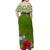 (Custom Personalised) Guam Chamorro Off Shoulder Long Dress Guaman Latte Stone Tropical Flowers Green Version LT14 - Polynesian Pride
