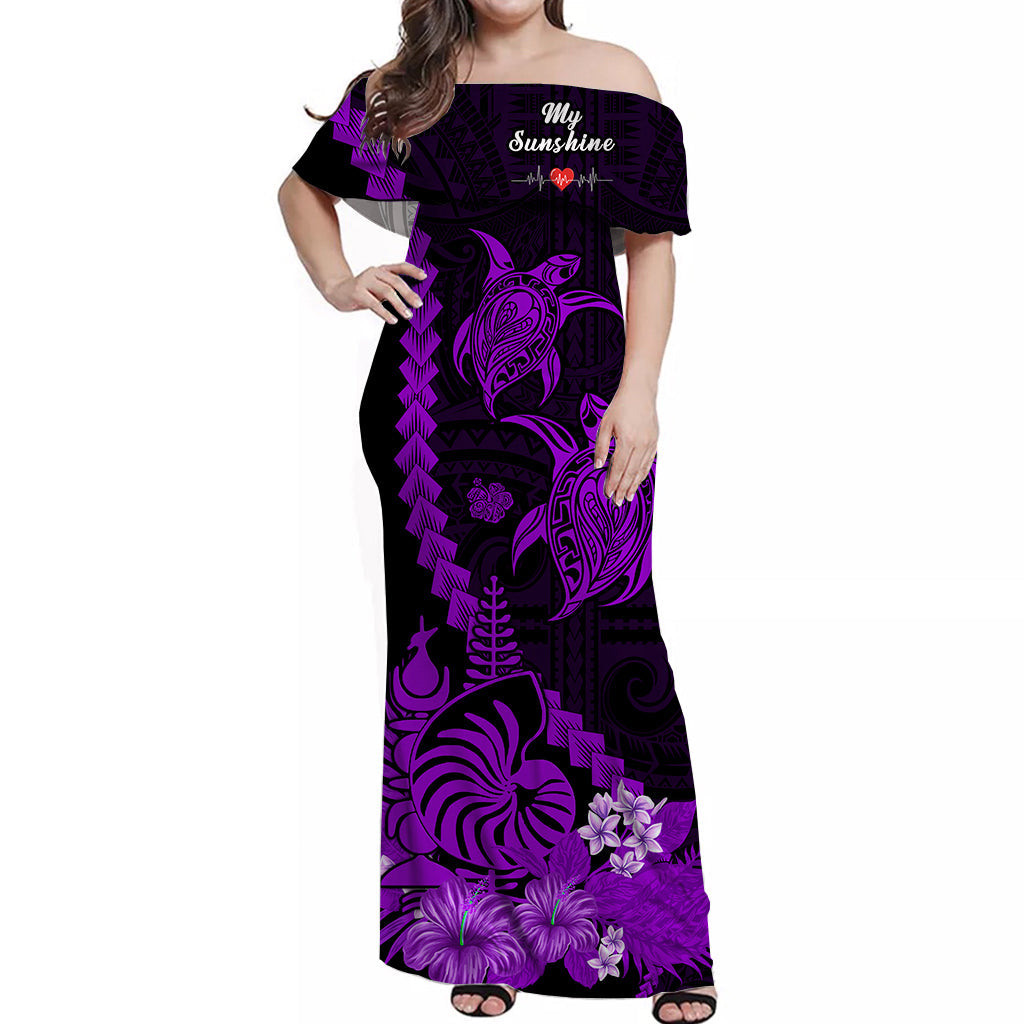 Custom New Caledonia Valentine Couple Matching Dress and Hawaiian Shirt My Sunshine Polynesia Turtle Purple LT14 - Polynesian Pride