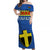 (Custom Personalised) Tafea Province Off Shoulder Long Dress Vanuatu Pig Tusk Polynesian Flag Style LT14 Women Blue - Polynesian Pride