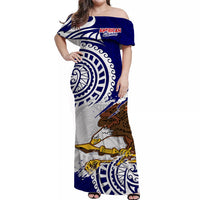 (Custom Personalised) American Samoa Independence Day Off Shoulder Long Dress Polynesian Special Version LT14 Women Blue - Polynesian Pride