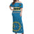 (Custom Personalised) Sanma Province Off Shoulder Long Dress Vanuatu Pig Tusk Polynesian Flag Style LT14 Women Blue - Polynesian Pride