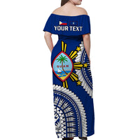 (Custom Personalised) Guam and Philippines Off Shoulder Long Dress Guaman Filipinas Together Blue LT14 - Polynesian Pride