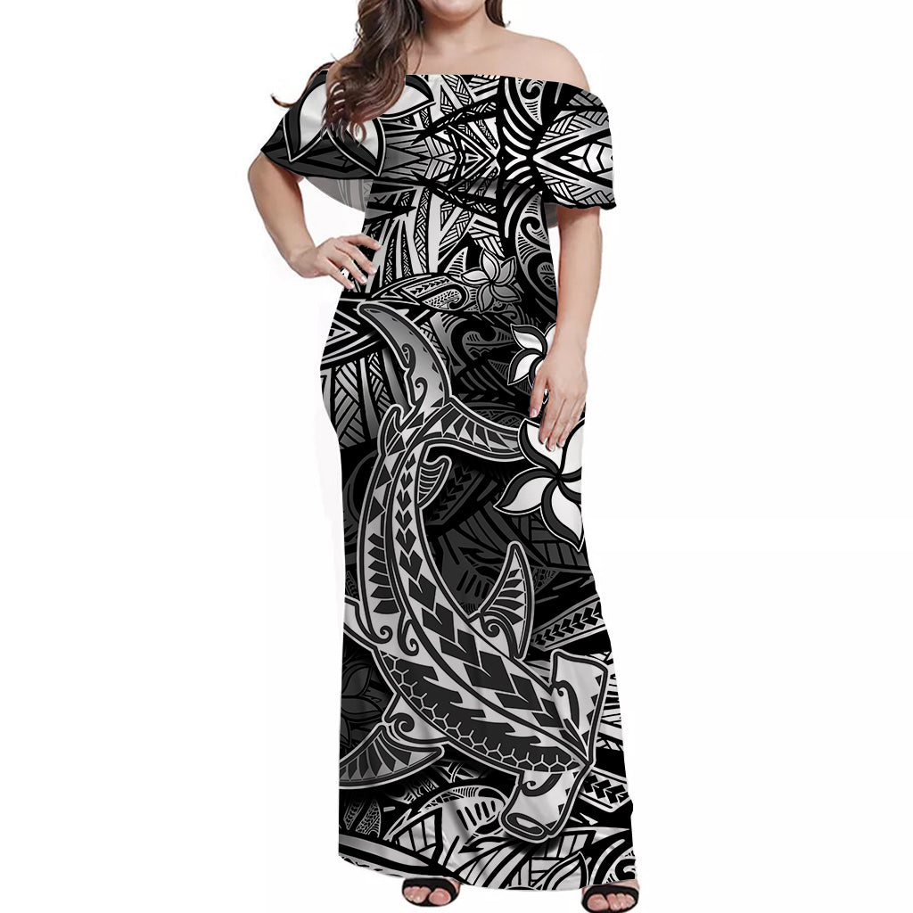 Hawaii Polynesian Matching Dress and Hawaiian Shirt Black Hawaiian Tribal Hammerhead Shark LT14 - Polynesian Pride