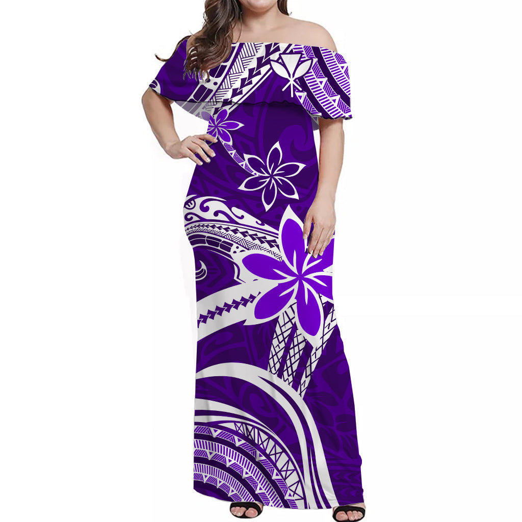 Custom Polynesian Matching Hawaiian Outfits For Couples Hawaii Flowers Wave Purple LT13 - Polynesian Pride