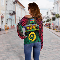 (Custom Personalised) Shefa Province Off Shoulder Sweater Vanuatu Pig Tusk Polynesian Flag Style LT14 - Polynesian Pride