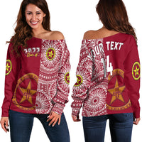 (Custom Text And Number) Tonga Eua High School Off Shoulder Sweater Class Of Year Tongan Ngatu Pattern LT14 - Polynesian Pride