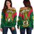 (Custom Personalised) Vanuatu Rugby Off Shoulder Sweater Coat Of Arms Polynesian Pattern LT14 Women Green - Polynesian Pride