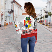 (Custom Personalised) Tonga Rugby Off Shoulder Sweater Kupesi Ngatu Mate Maa Tonga LT13 - Polynesian Pride