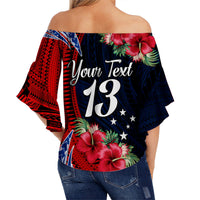(Custom Text and Number) Samoa Fathers Day Off Shoulder Waist Wrap Top Polynesian Best Dad Ever LT13 - Polynesian Pride