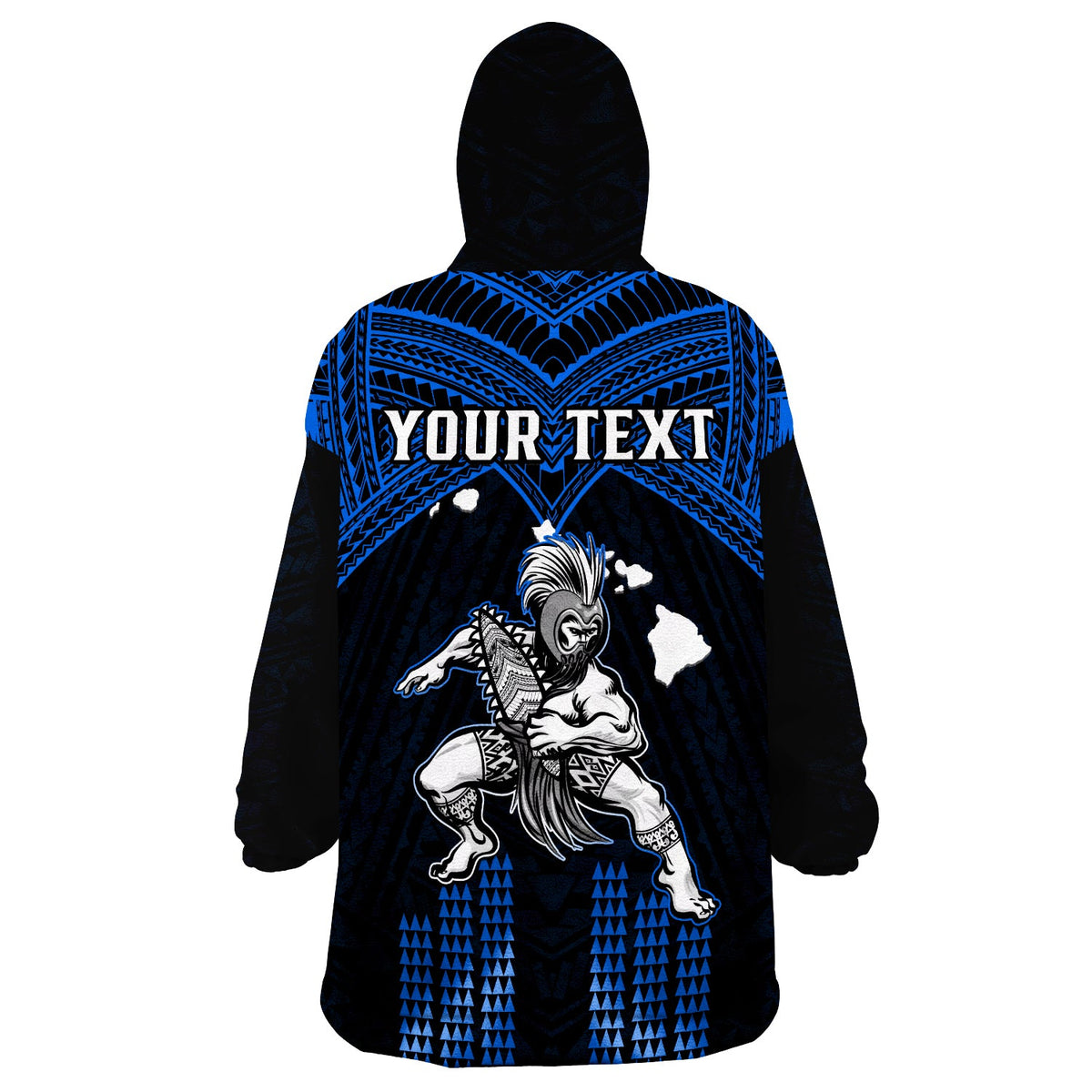 (Custom Personalised) Hawaii Wearable Blanket Hoodie Hawaiian Warrior With Weapon Polynesian Ver.06 LT14 - Polynesian Pride