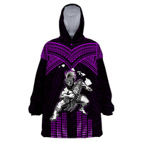 (Custom Personalised) Hawaii Wearable Blanket Hoodie Hawaiian Warrior With Weapon Polynesian Ver.04 LT14 One Size - Polynesian Pride