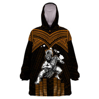 (Custom Personalised) Hawaii Wearable Blanket Hoodie Hawaiian Warrior With Weapon Polynesian Ver.07 LT14 One Size - Polynesian Pride