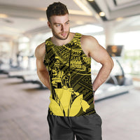 Hawaiian King Kanaka Map Polynesian Oahu Men's Tank Top - Yellow - Hala Style - AH - Polynesian Pride