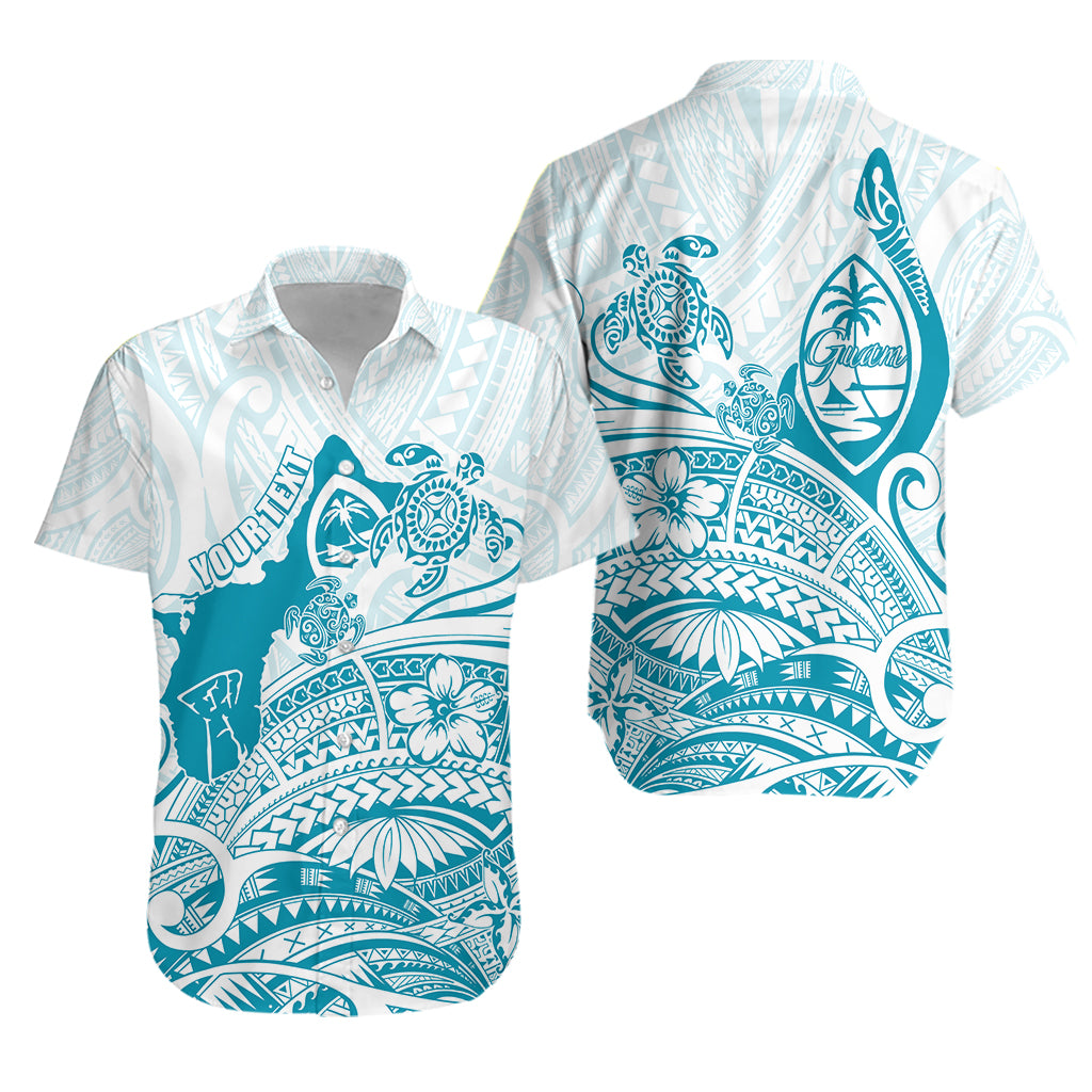 (Custom Personalized) Guam Hawaiian Shirt Ocean and Turtle Simple Style LT7 Unisex Cerulean - Polynesian Pride
