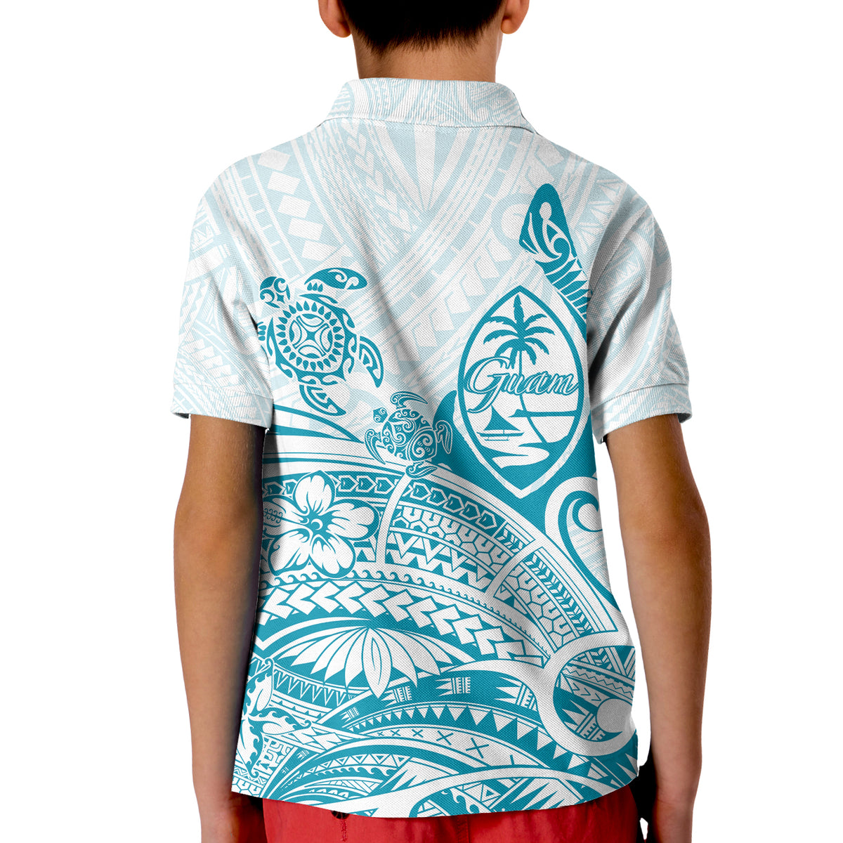 (Custom Personalized) Guam Polo Shirt KID Ocean and Turtle Simple Style LT7 - Polynesian Pride