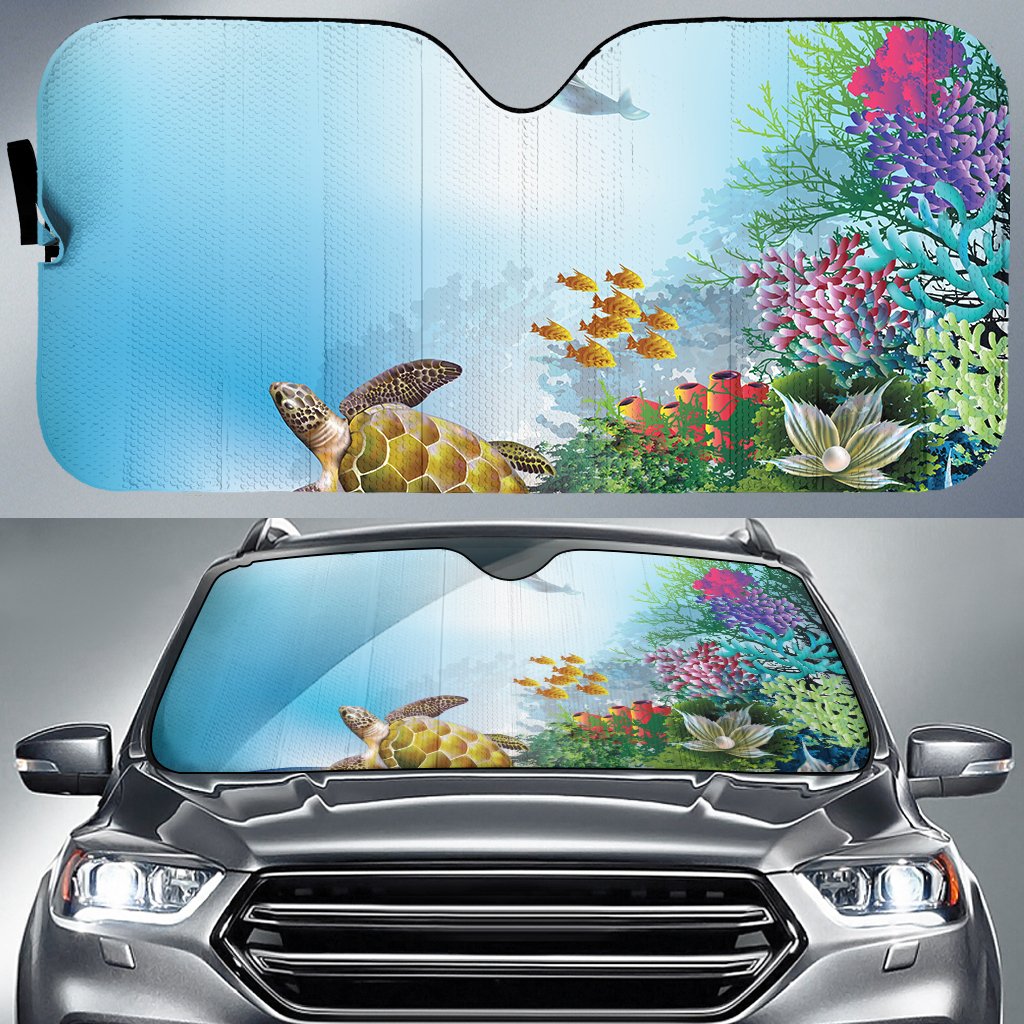 Ocean Cartoon Car Sun Shade AH Auto Sun Shade Universal Fit White - Polynesian Pride
