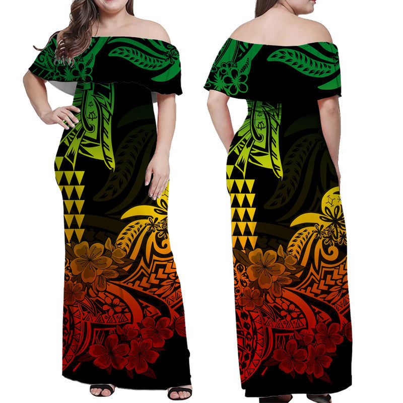 Hawaii Kakau Matching Dress and Hawaiian Shirt Polynesian Flower Tribal Reggae Version LT9 - Polynesian Pride