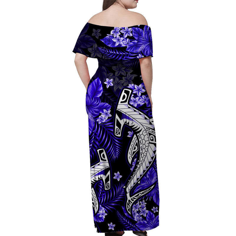 Hawaii Summer Colorful Shark Matching Dress and Hawaiian Shirt Dark Blue LT6 - Polynesian Pride