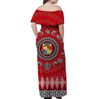 Mate Ma'a Tonga Ngatu Fonu Rugby Off Shoulder Long Dress LT6 - Polynesian Pride