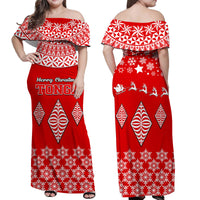 Merry Christmas Kupesi Ngatu Tonga Matching Dress and Hawaiian Shirt LT9 - Polynesian Pride