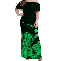 Hawaii Shaka Sign Couple Long Dress and Hawaiian Shirt Green Version LT9 - Polynesian Pride