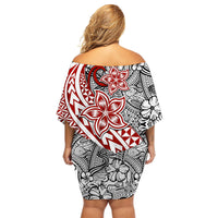 Traditional Polynesian Tribal Tattoo Retro Women Off shoulder Short Dress Red LT9 - Polynesian Pride