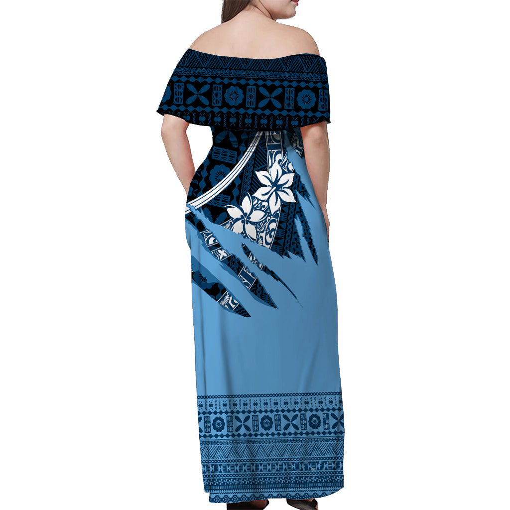 Fiji Suva Masi Pattern Off Shoulder Long Dress Claw Style LT7 - Polynesian Pride