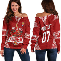 Personalised Tonga Rugby Off Shoulder Sweater Mate Ma'a Tonga Warriors LT7 - Polynesian Pride