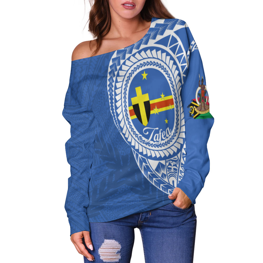 (Custom Personalised) Vanuatu Tafea Province Off Shoulder Sweater Tafea Emblem LT7 Blue - Polynesian Pride