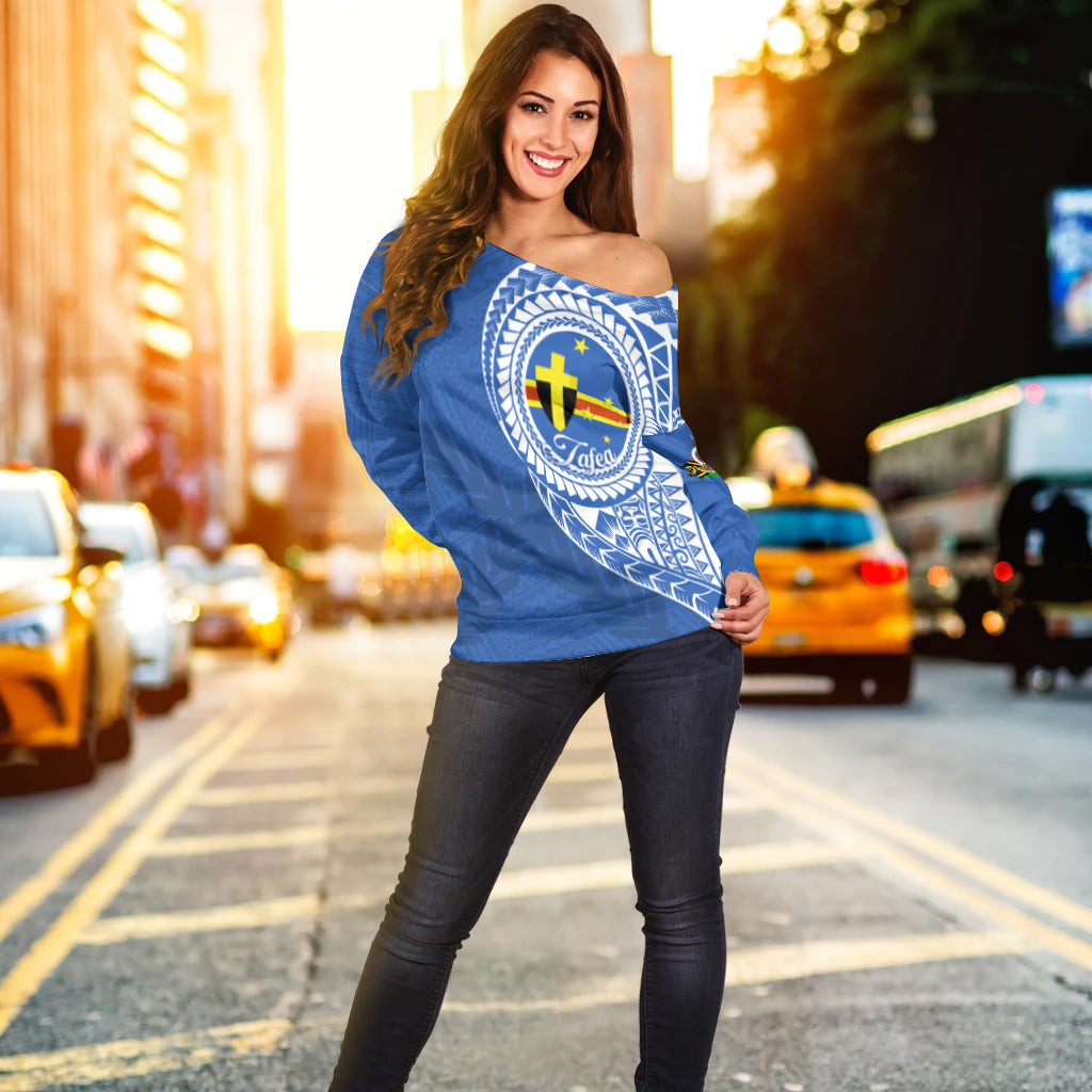 (Custom Personalised) Vanuatu Tafea Province Off Shoulder Sweater Tafea Emblem LT7 - Polynesian Pride