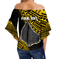 Cook Islands Tribal Personalised Off Shoulder Waist Wrap Top Island Map - Manihiki Island LT7 - Polynesian Pride