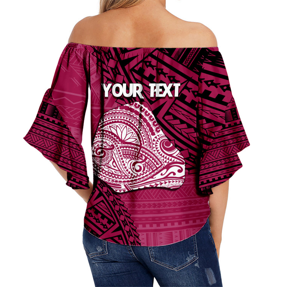 Cook Islands Tribal Personalised Off Shoulder Waist Wrap Top Island Map - Mangaia Island LT7 - Polynesian Pride
