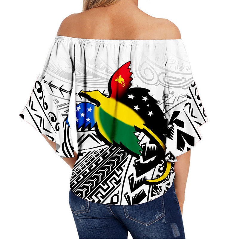 Papua New Guinea And Solomon Islands Off Shoulder Waist Wrap Top LT6 - Polynesian Pride