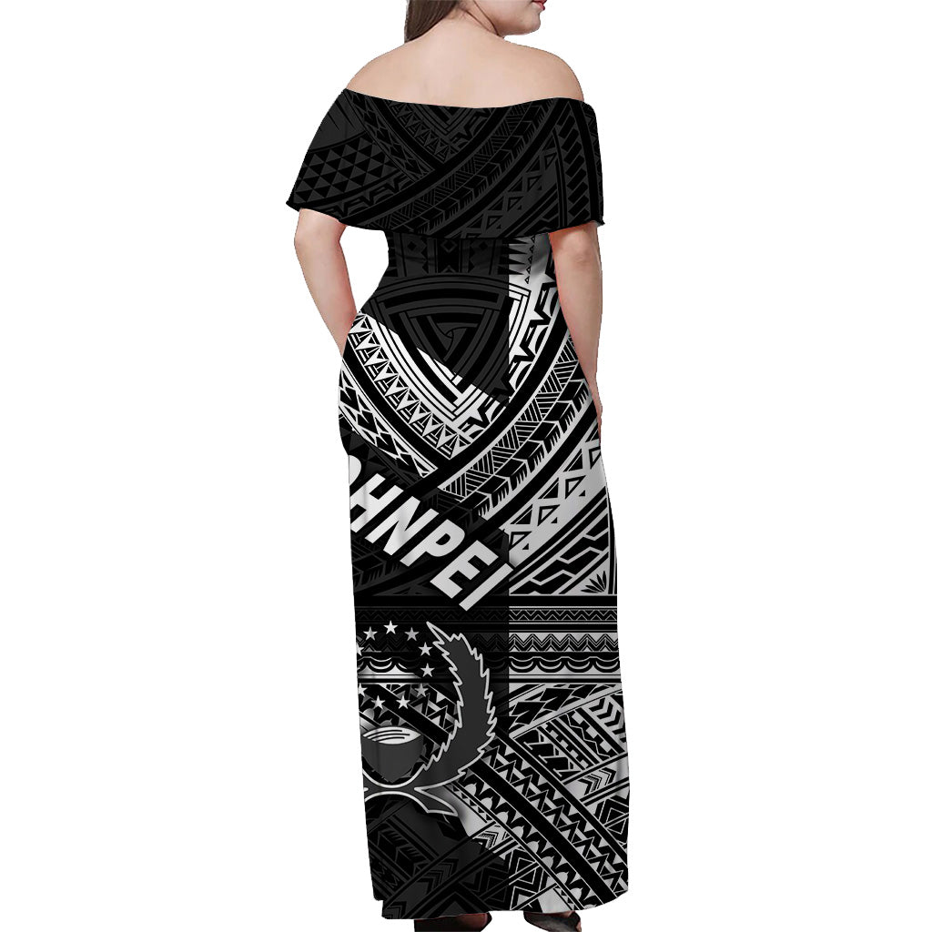 FSM Pohnpei Off Shoulder Long Dress Original Vibes - Black LT8 - Polynesian Pride