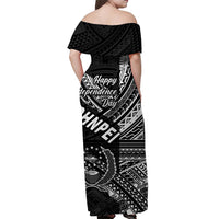 FSM Pohnpei Off Shoulder Long Dress Happy Independence Day Original Vibes - Black LT8 - Polynesian Pride