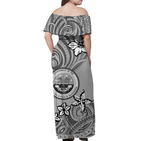 Pohnpei Off Shoulder Long Dress Unique Vibes - Grey LT8 - Polynesian Pride