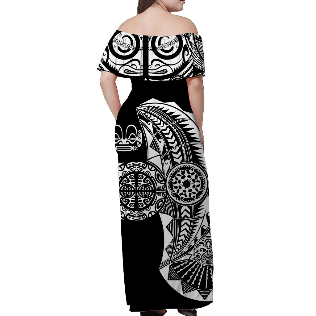 Marquesas Islands Off Shoulder Long Dress Original Style - Black LT8 - Polynesian Pride