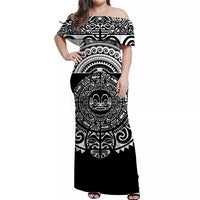 Marquesas Islands Off Shoulder Long Dress Simplified Version - Black LT8 - Polynesian Pride