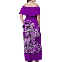 Hawaii Hula Girl Off Shoulder Long Dress Polynesian Purple Style LT6 - Polynesian Pride