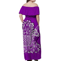 Hawaii Pineapple Off Shoulder Long Dress Polynesian Purple Style LT6 - Polynesian Pride