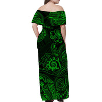 Hawaii Shaka Polynesian Off Shoulder Long Dress Unique Style - Green LT8 - Polynesian Pride