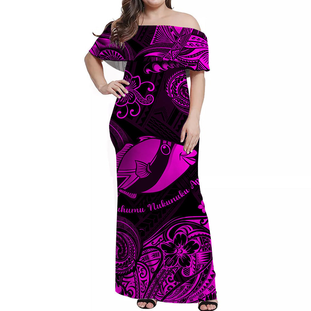 Hawaii State Fish: Humuhumu Nukunuku Apuaa Polynesian Matching Dress and Hawaiian Shirt Matching Couples Outfit Unique Style Pink LT8 - Polynesian Pride