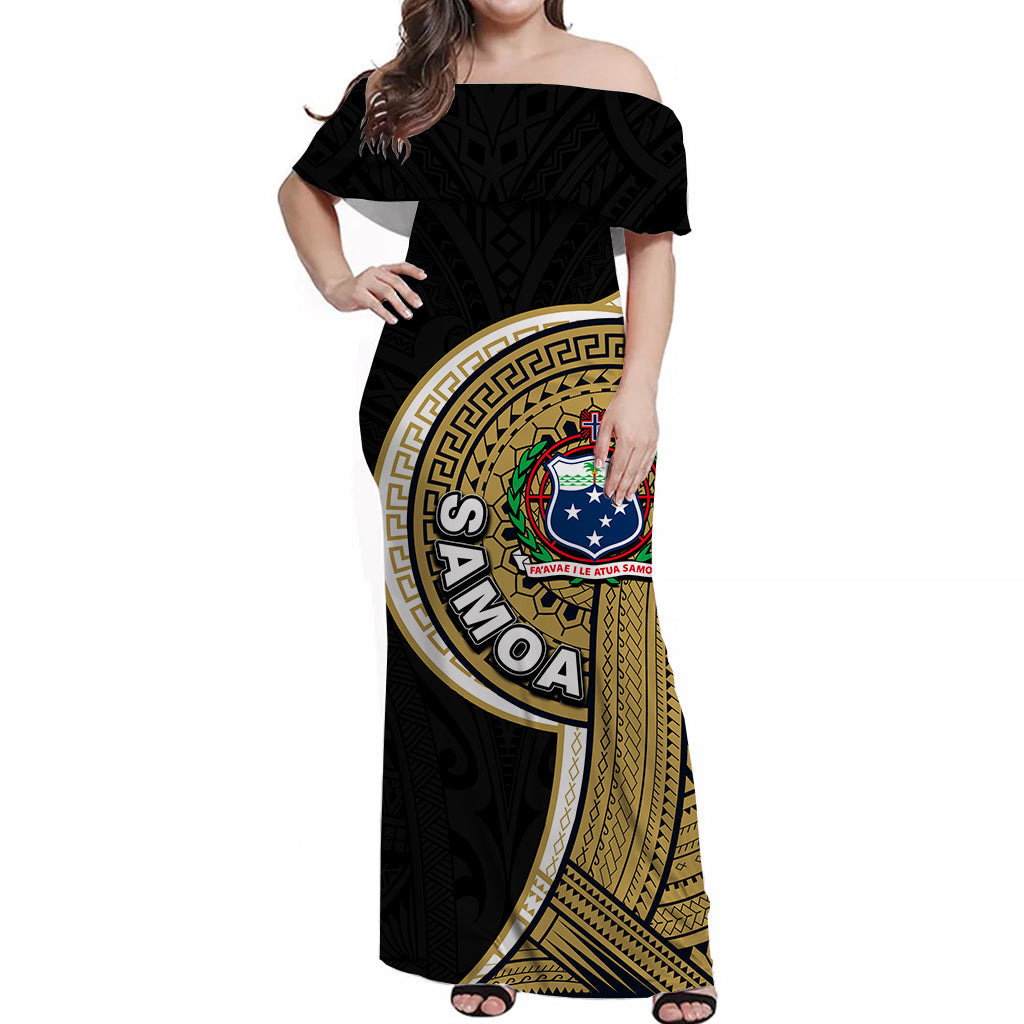 Samoa Tribal Tattoo Long Dress No.2 LT6 Women Gold - Polynesian Pride
