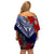 (Custom Personalised) Guam Chamorro Off Shoulder Short Dress Guaman Latte Stone Tropical Flowers Blue Version LT14 - Polynesian Pride