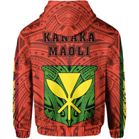 Polynesian Kanaka Flag Kanaka Maoli Hawaii Zip Hoodie Orange - Polynesian Pride