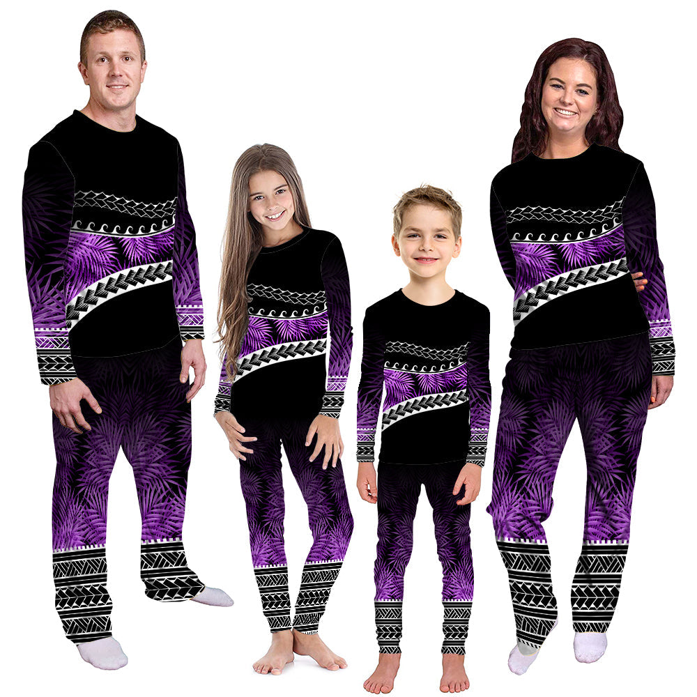 Polynesian Pattern Pajama Set Palm Style - Purple LT7 - Polynesian Pride